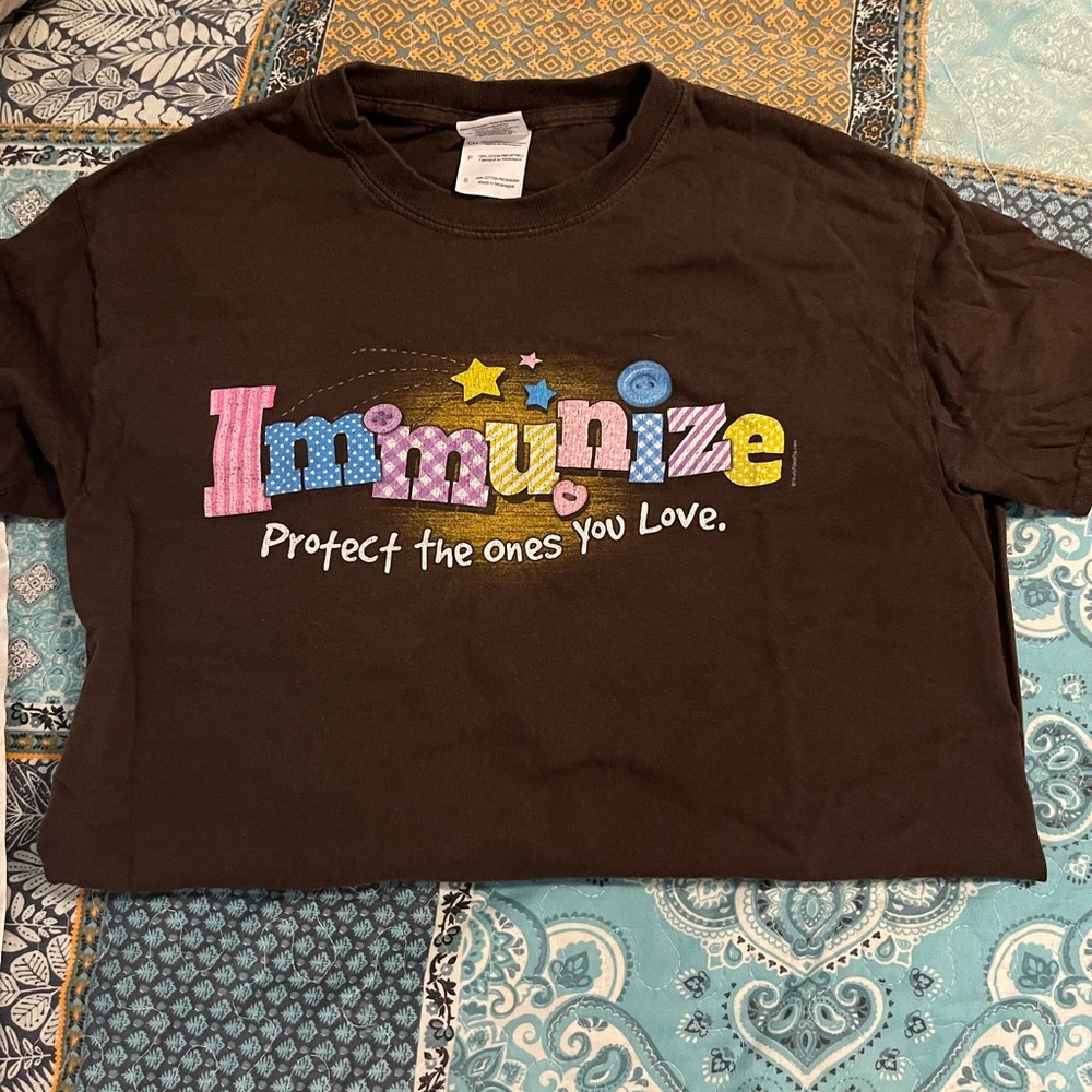 Brown Graphic Tee with Colorful Print